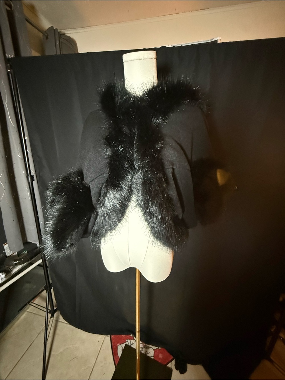 Voodoo Vixen Black Faux Fur Trim Bolero